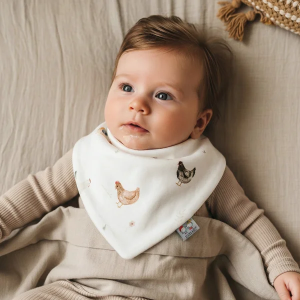 Bandana bib in cotton, Gallina
