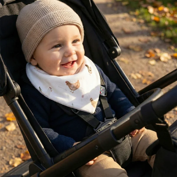 Bandana bib in cotton, Gallina