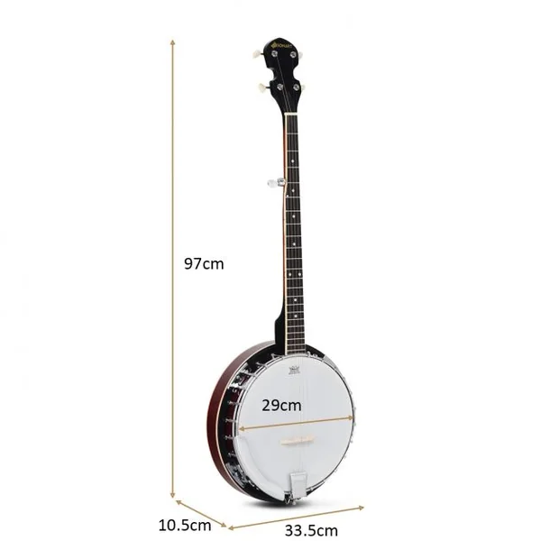 Banjo 5 Cordes 39’’ avec Accessoires Sac à Dos Ensemble de Cordes 24 Supports Réglables en Peau en Remo 335x105x97cm