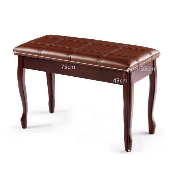 Banquette pour Piano avec Coussin en Cuir Rembourré Confortable et Compartiment de Rangement Marron