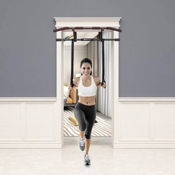 Barre de Traction Murale 6 en 1 Barre de Fitness Fixation avec Poignée en Mousse Capacité 150 Kg 100 X51x25,5cm Noir
