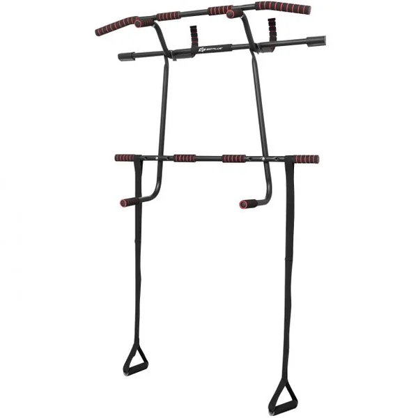 Barre de Traction Murale 6 en 1 Barre de Fitness Fixation avec Poignée en Mousse Capacité 150 Kg 100 X51x25,5cm Noir