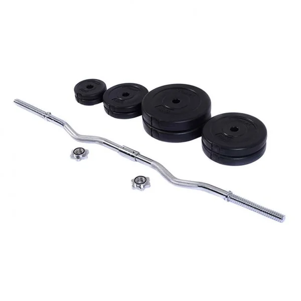 Barre d'Haltères Curl GOPLUS 1 barre acier et 8 Poids Ajustables remplis de Sable à l'Intérieur, Capacité 100kg, Noir