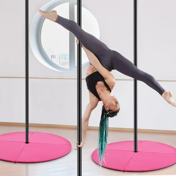 Barre Pôle de Danse 45 mm Hauteur Réglable 223~282cm Statique et Rotative en Chromé sans Perçage Charge Max. 200KG Noir