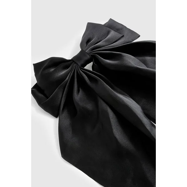 Barrette à cheveux large en satin avec nœud noir