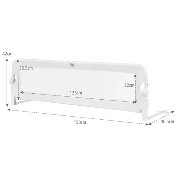 Barrière de Lit 150 CM pour Bébé Maillage Transparent Rabattable Portable Protection Bord de Lit 150x40,5x42cm Blanc
