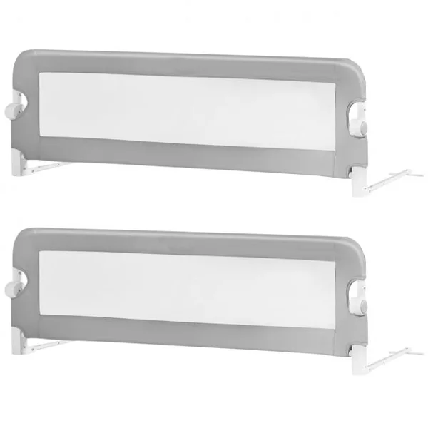 Barrière de Lit 150 CM pour Bébé Maillage Transparent Rabattable Portable Protection Bord de Lit 150x40,5x42cm Gris