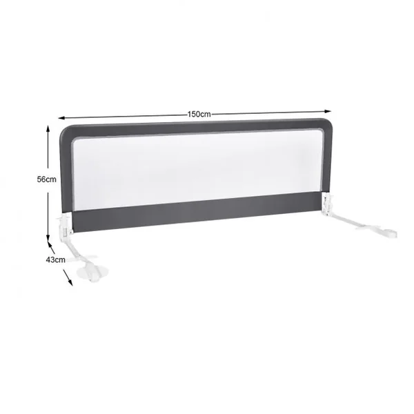 Barrière de Lit Bébé Sûre à Hauteur Ajustable avec Tissu en Maille Durable Ceinture de Fixation Gris