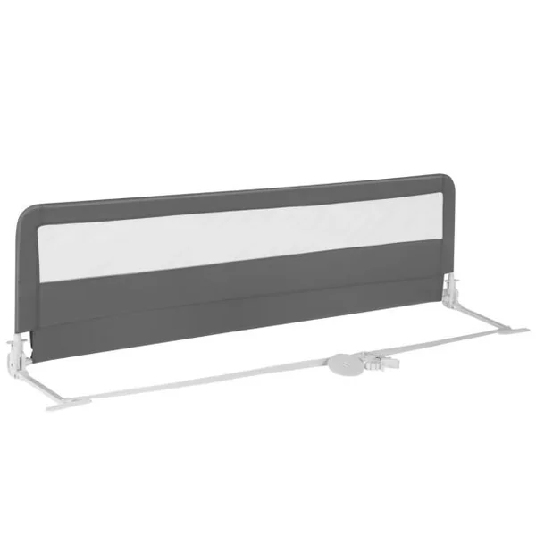 Barrière de Lit Enfants 180 x 56 cm avec Sangles Barrière de Sécurité Pliable avec Tissu en Maille Respisante Angle Réglable 0°à 180° Gris