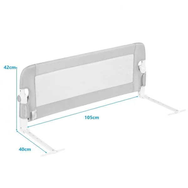 Barrière de Lit Pliable pour Bébé / Enfant Angle 0°-180° avec Mousse Souple en Tissu Oxford Fer PP 105x40x42cm Gris