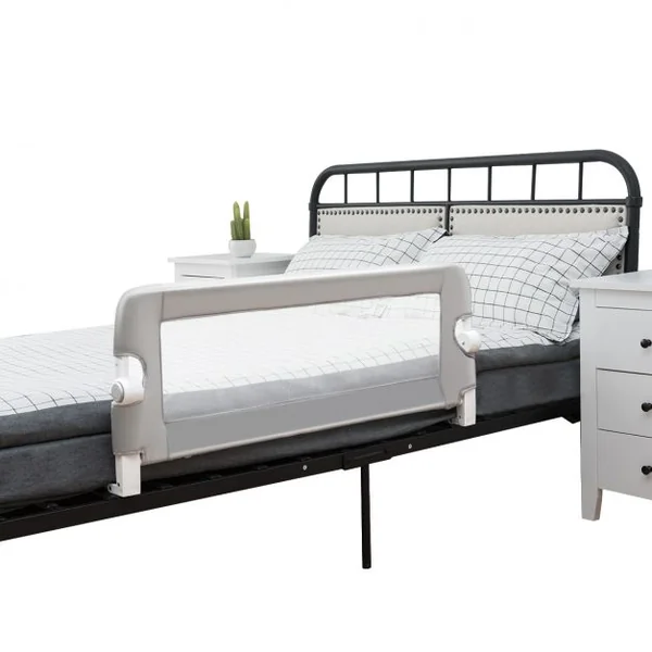 Barrière de Lit Pliable pour Bébé / Enfant Angle 0°-180° avec Mousse Souple en Tissu Oxford Fer PP 105x40x42cm Gris