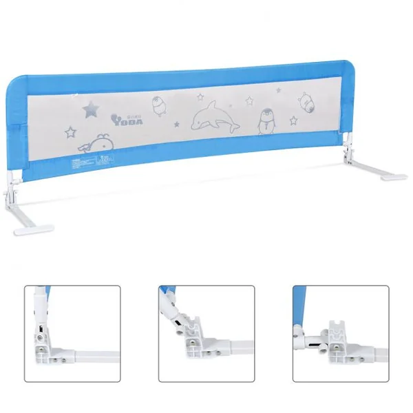 Barrière de Lit Portable pour Enfant Bébé Garde Lit Pliable Bleu/Rose/Jaune Imprimé des Images-rose