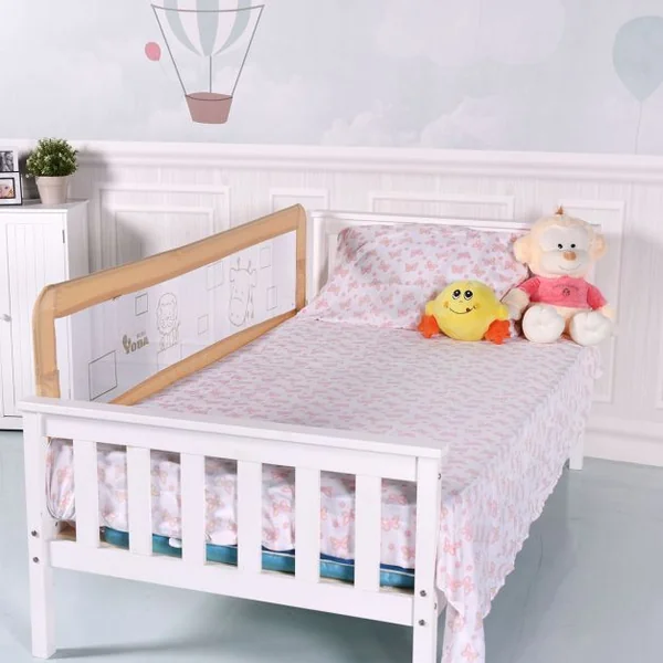Barrière de Lit Portable pour Enfant Bébé Garde Lit Pliable Bleu/Rose/Jaune Imprimé des Images-rose