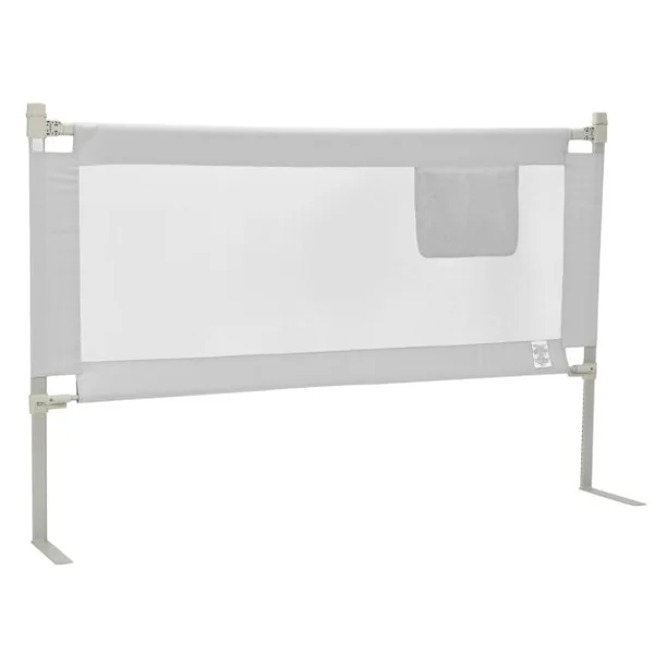 Barrière de Lit pour Bébé de 176,5 cm Garde-corps de Lit pour Bébé Coton Anticollision Poche Latérale 24 Hauteurs Réglables Gris