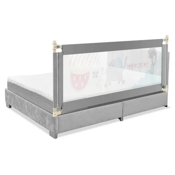 Barrière de Lit Rail de Lit de Sécurité pour Tout-Petits Réglable en Hauteur 72,5 -101,5cm Gris Foncé