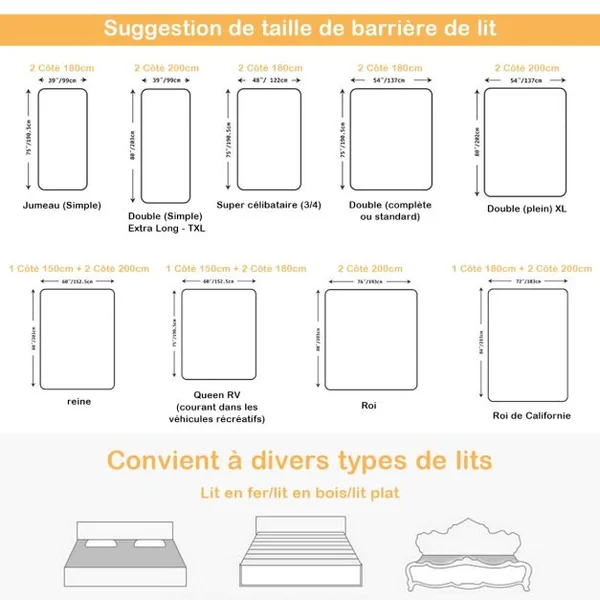 Barrière de Lit Rail de Lit de Sécurité pour Tout-Petits Réglable en Hauteur 72,5 -101,5cm Gris Foncé