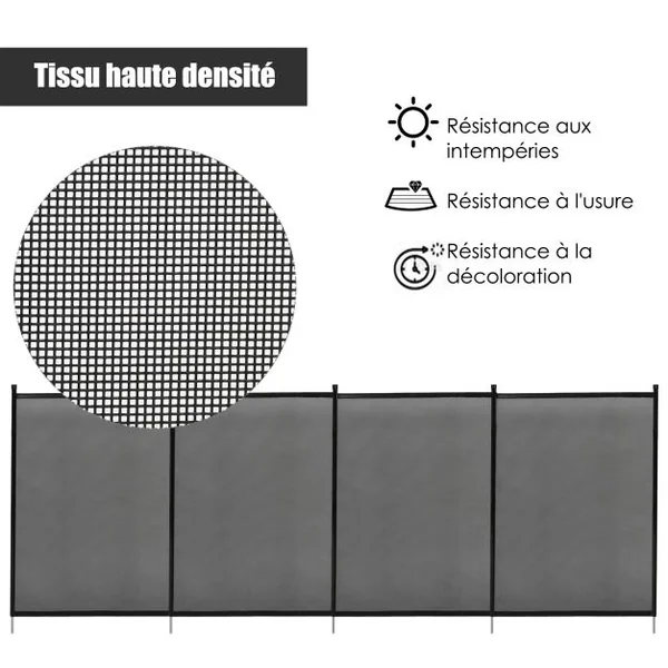Barrière de Protection pour Piscine Barriere en Maille en Aluminium acier Inoxydable Textilène 90x125cm (L x H) Noir