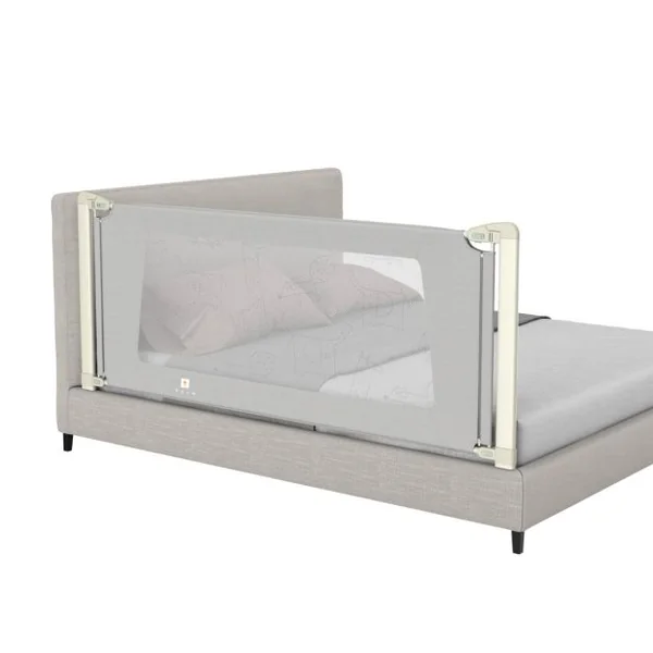Barrière de Sécurité de Lit Bébé Portable 200CM Hauteur Réglable Soulèvement Vertical Double Verrou de Sécurité Gris
