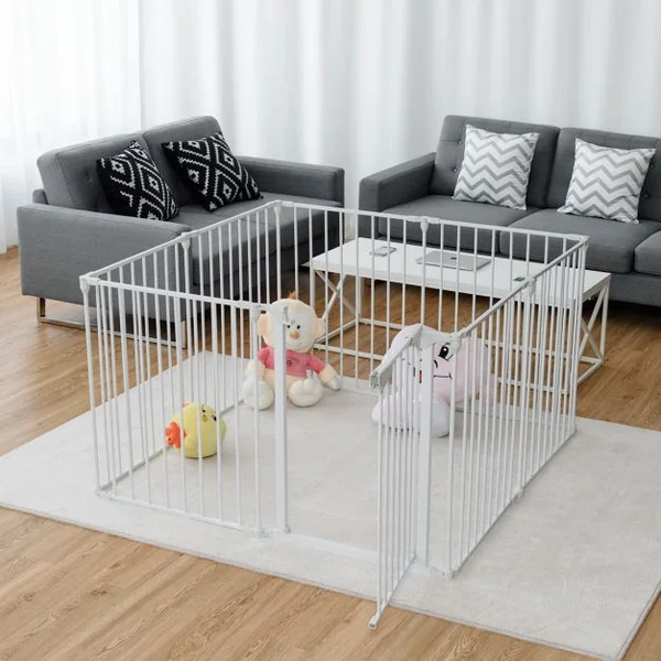 Barrière de Sécurité Enfant Bébé Grille de Protection Cheminée Pare-Feu de Cheminée Blanc