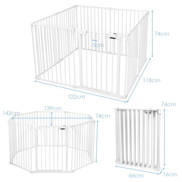 Barrière de Sécurité Enfant Bébé Grille de Protection Cheminée Pare-Feu de Cheminée Blanc