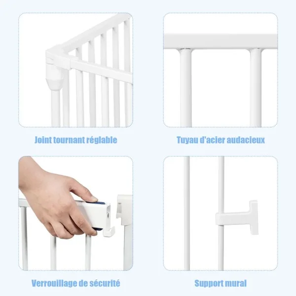 Barrière de Sécurité Enfant Bébé Grille de Protection Cheminée Pare-Feu de Cheminée Blanc
