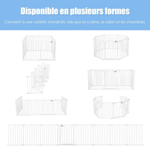 Barrière de Sécurité Enfant Bébé Grille de Protection Cheminée Pare-Feu de Cheminée Blanc