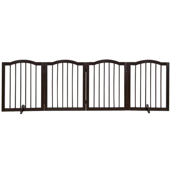 Barrière de Sécurité pour Animaux Barrière pour Chien 4 Panneaux Facile à Installer en Bois de Pin 204x1,7x61cm Marron