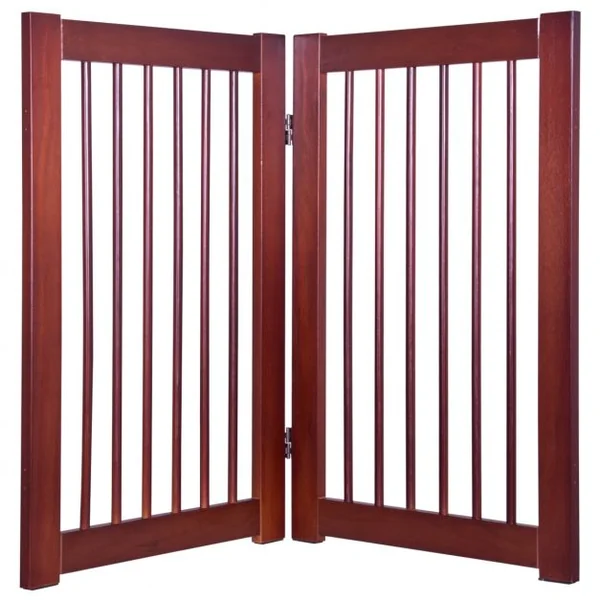 Barrière de Sécurité Pour Animaux à 2 Panneaux en Bois de Pin Montage sans Outils