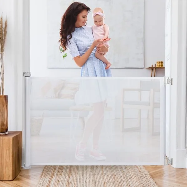 Barrière de Sécurité pour Bébé Barrière Extra Large pour Enfants et Animaux de Compagnie pour Portes Escaliers Extérieur