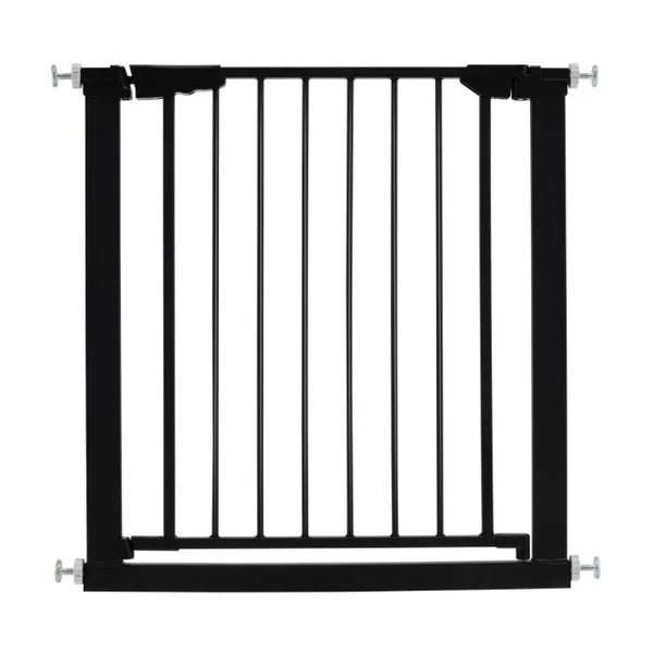 Barrière de Sécurité pour Bébé/Animaux Longueur Extensible 76-82,5cm Fermeture Automatique Métal Montage sous Pression Blanc Noir