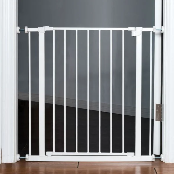 Barrière de Sécurité pour Enfants Barrière à Pression Sans Perçage Porte Rotative 180° en Métal 71-76x77cm Blanc