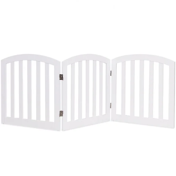 Barrière Sécurité pour Chien en Bois Pliable Autoportante 3 Pans 184,5 x 61CM Blanc