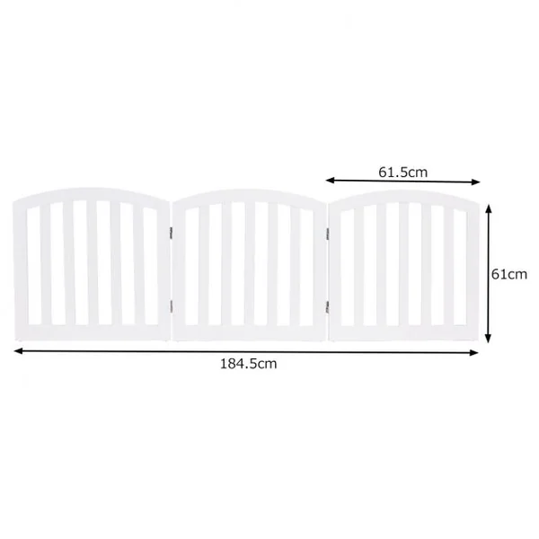 Barrière Sécurité pour Chien en Bois Pliable Autoportante 3 Pans 184,5 x 61CM Blanc