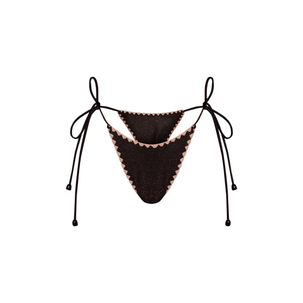 Bas De Bikini Noués Sur Les Côtés En Lurex Avec Surpiqûres Contrastées