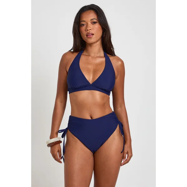 Bas De Bikini Taille Haute Froncé Avec Effet Ventre Plat