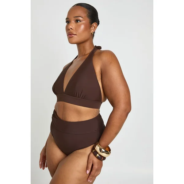 Bas De Bikini Taille Haute Grande Taille Avec Effet Ventre Plat Et Détail Cache-cœur