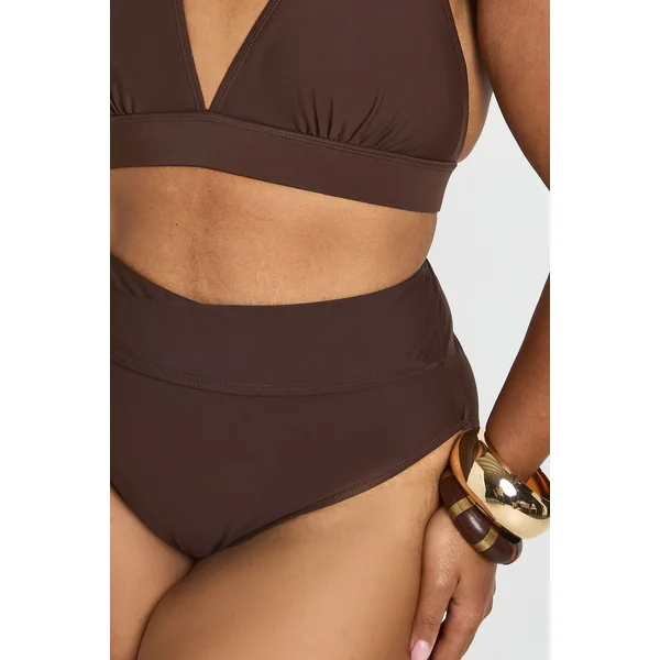 Bas De Bikini Taille Haute Grande Taille Avec Effet Ventre Plat Et Détail Cache-cœur