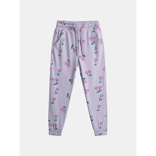 Bas de jogging violet imprimé fleurs pour fille - Soins Bébé Naturels & Produits Maman Après Naissance
