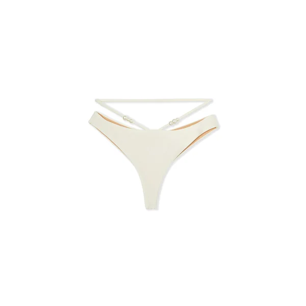 Bas de maillot brésilien high leg satiné avec perles - Etam x Hôtel Mahfouf