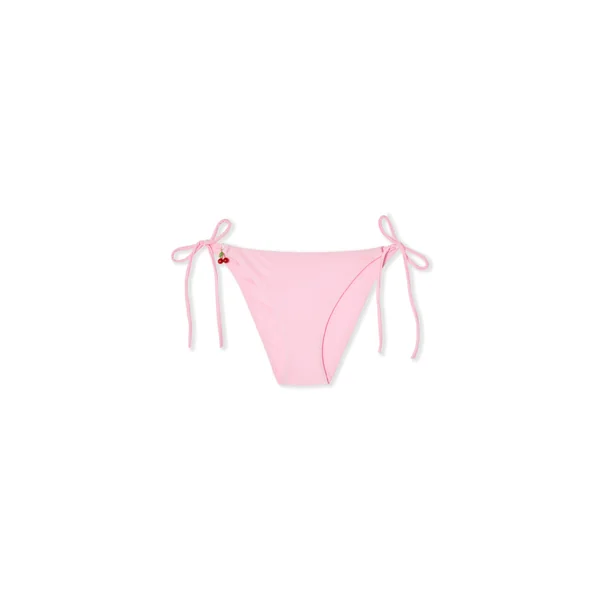 Bas de maillot de bain bikini à nouer satiné avec charm cerise