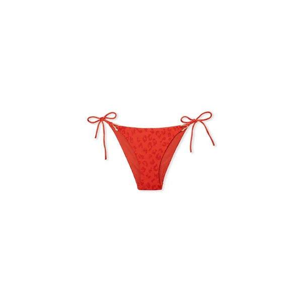 Bas de maillot de bain bikini à nouer à motif léopard et détail bijou