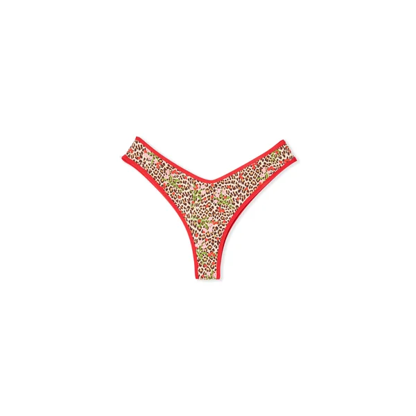 Bas de maillot de bain brésilien high leg à imprimé léopard & à fleurs