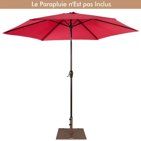 Base de parasol 22,5 kg Support de Parasol Carré Extérieur 60 cm avec Adaptateurs 4cm/5cm 2 Boutons de Serrage 2 Roues Intégrées