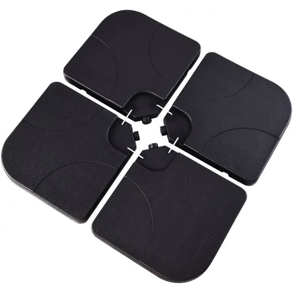 Base de Parasol 4 Pcs Pieds de Parasols Déportés Remplissables D'eau Ou de Sable pour Terrasse Jardin en Hdpe Noir