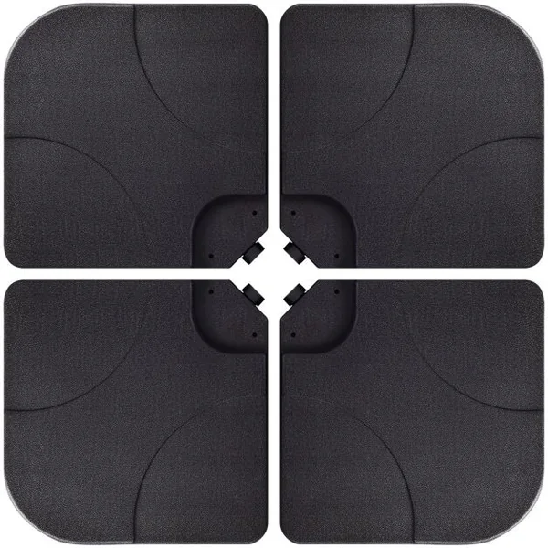 Base de Parasol 4 Pcs Pieds de Parasols Déportés Remplissables D'eau Ou de Sable pour Terrasse Jardin en Hdpe Noir