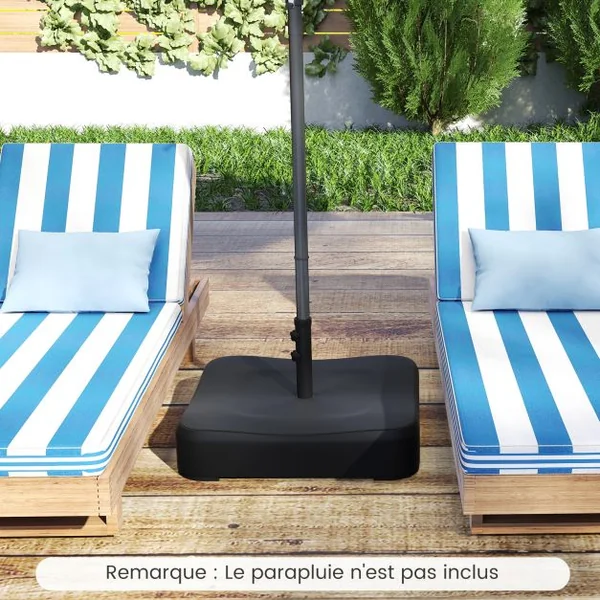 Base de Parasol de Patio 90 kg Sacs de Sable Support de Parasol Extérieur Couvercle Toutes Saisons 2 Boutons de Serrage et 1 Adaptateur