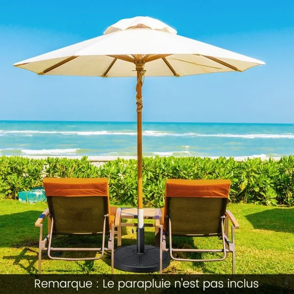 Base de Parasol D'Extérieur 14 kg Support de Parasol Rond Diamètre 45 cm S'Ddapte aux Poteaux de Parasol 38/48 mm