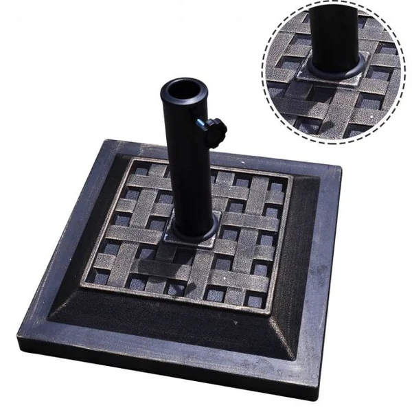 Base/Pied de Parasol Support pour parasol de Diamètre de 38mm ou 48mm Base de parasol en résine Bronze Carré