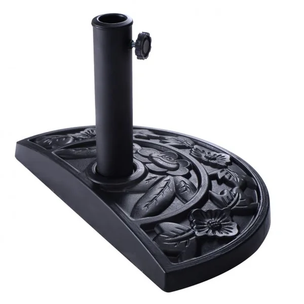 Base/Pied de Parasol Support pour parasol de Diamètre de 38mm ou 48mm Base de parasol en résine Noir demi-rond