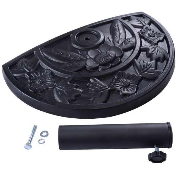 Base/Pied de Parasol Support pour parasol de Diamètre de 38mm ou 48mm Base de parasol en résine Noir demi-rond